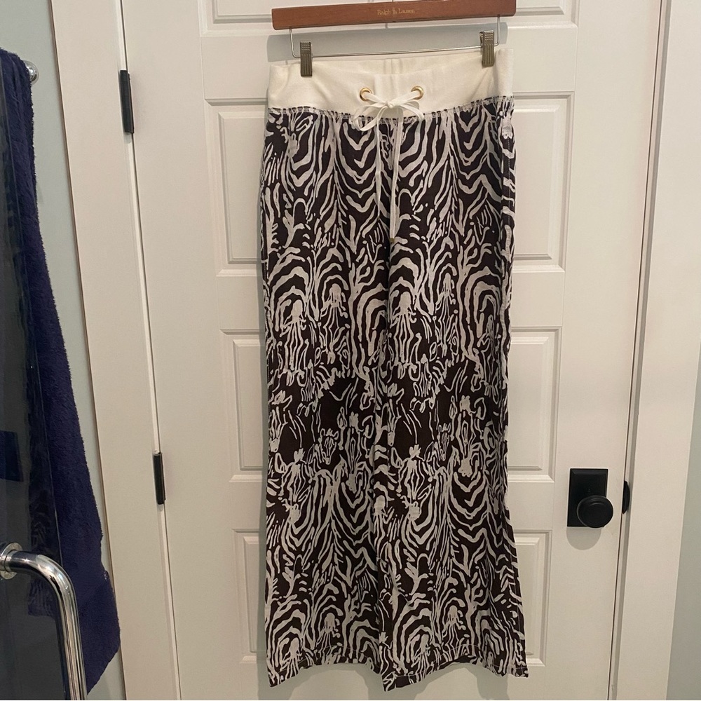 Lilly Pulitzer Beach Pant Linen Chocolate Zebra EUC - Picture 3 of 8